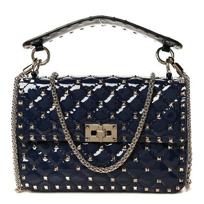 Valentino Garavani Patent Medium Rockstud Spike Shoulder Bag Pure Blue 1 of 11