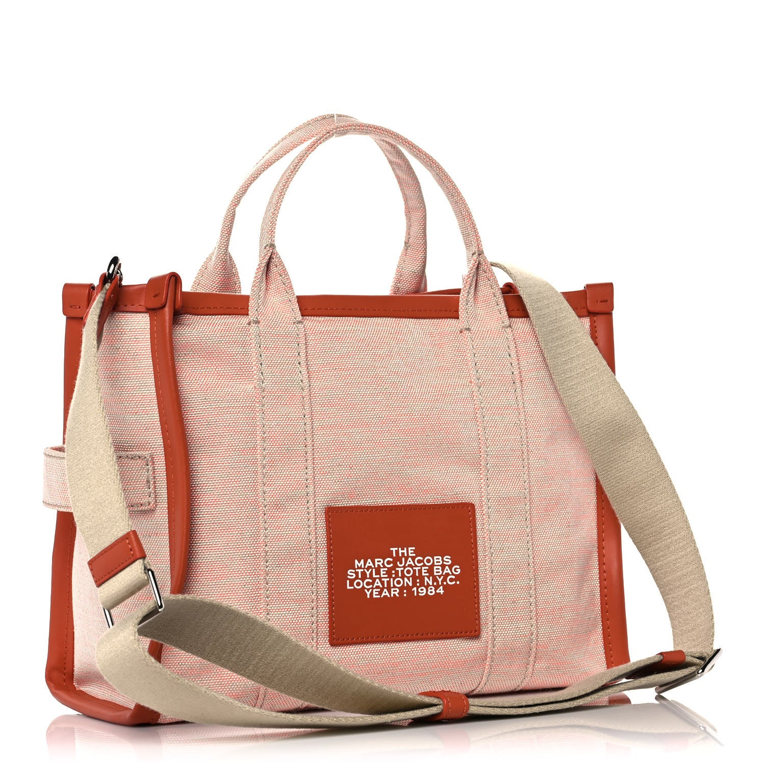 Marc Jacobs Cotton Canvas The Summer Medium Tote Bag Orange Rust 2 of 12