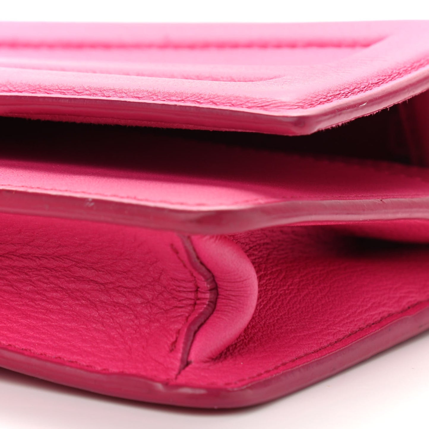 Vitello Flamingo Tube Wallet on Chain Fuchsia