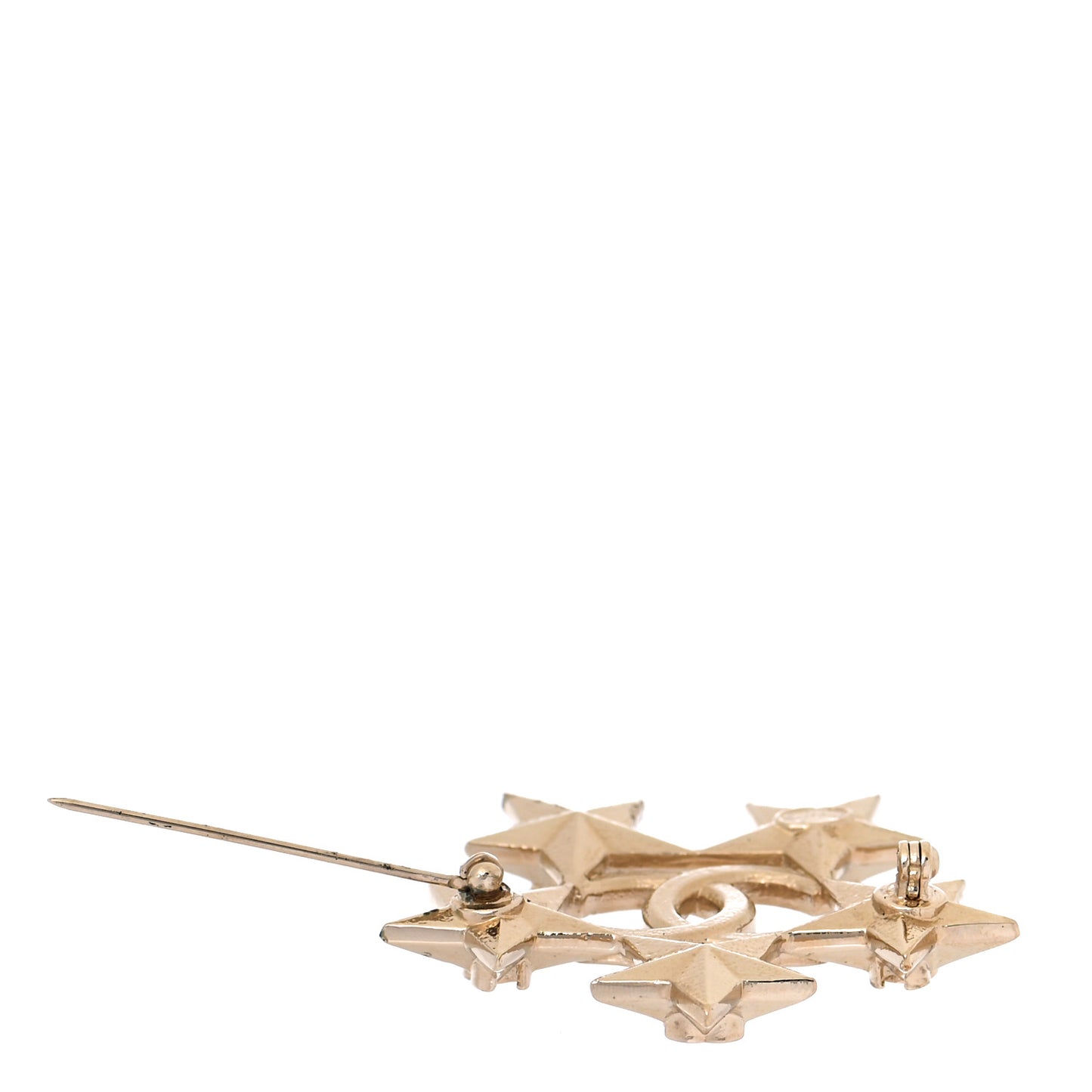 Baguette Crystal CC Star Brooch Gold