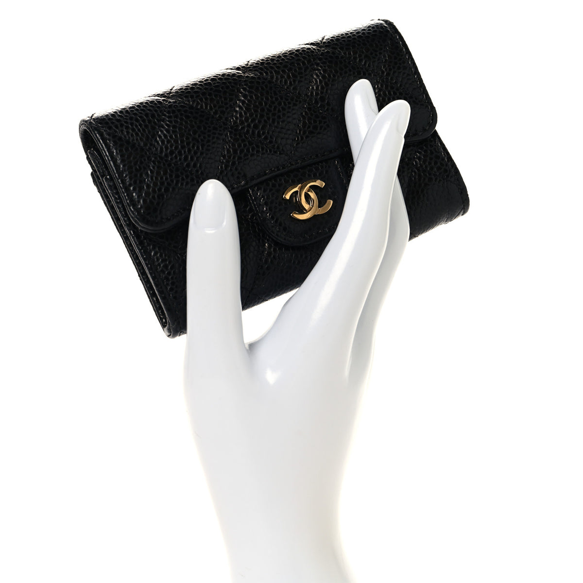 Chanel Caviar Quilted Flap Card Holder Wallet Black 2 of 9