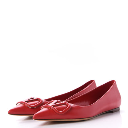 Valentino Garavani Nappa Vlogo Flats 38.5 Rouge Pur 3 of 9