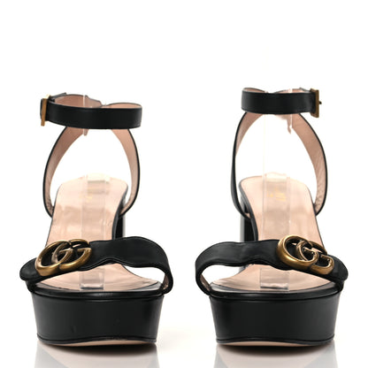 Gucci Calfskin GG Marmont Ankle Wrap 30/85mm Platform Sandals 39 Black 2 of 9