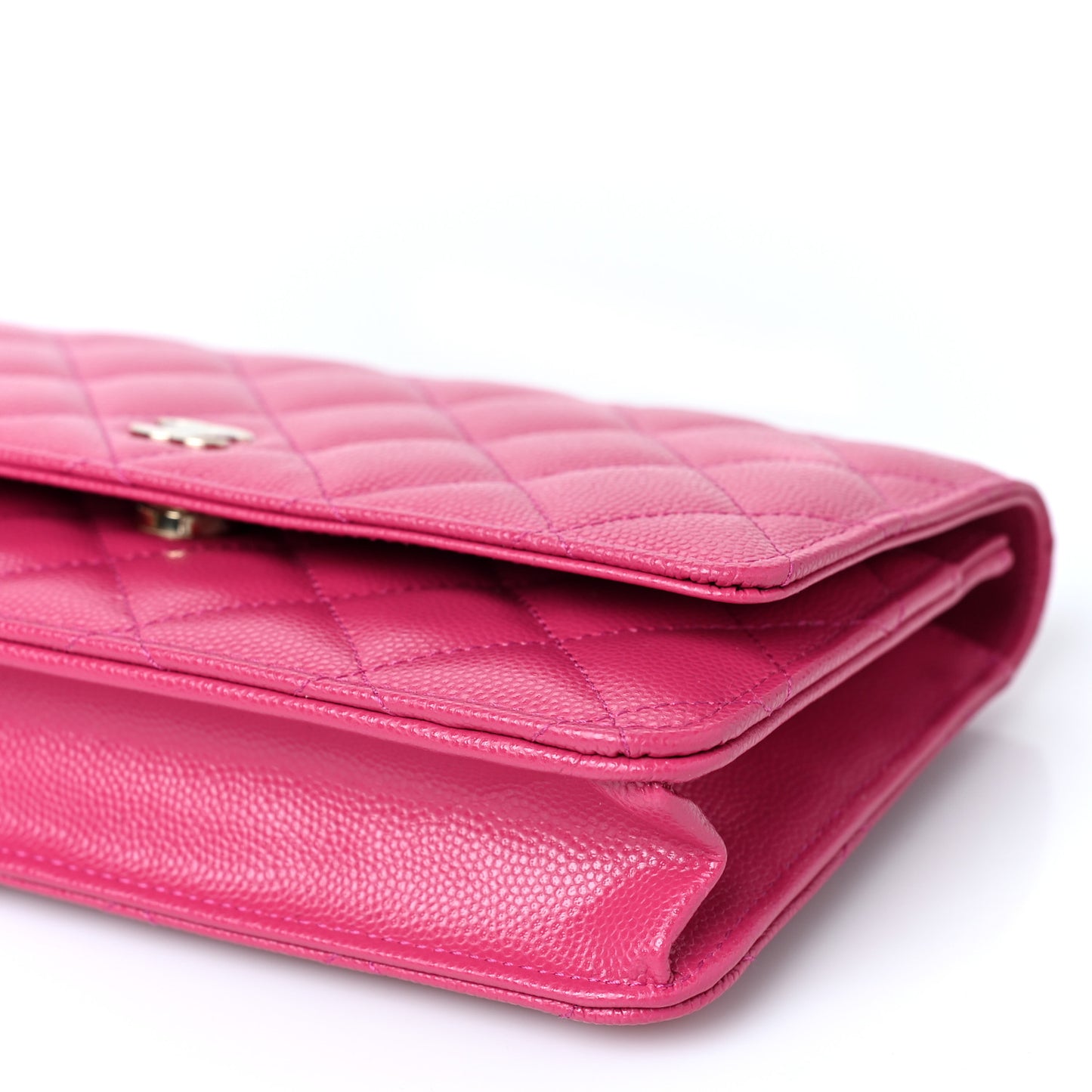 Caviar Quilted Wallet on Chain WOC Fuchsia