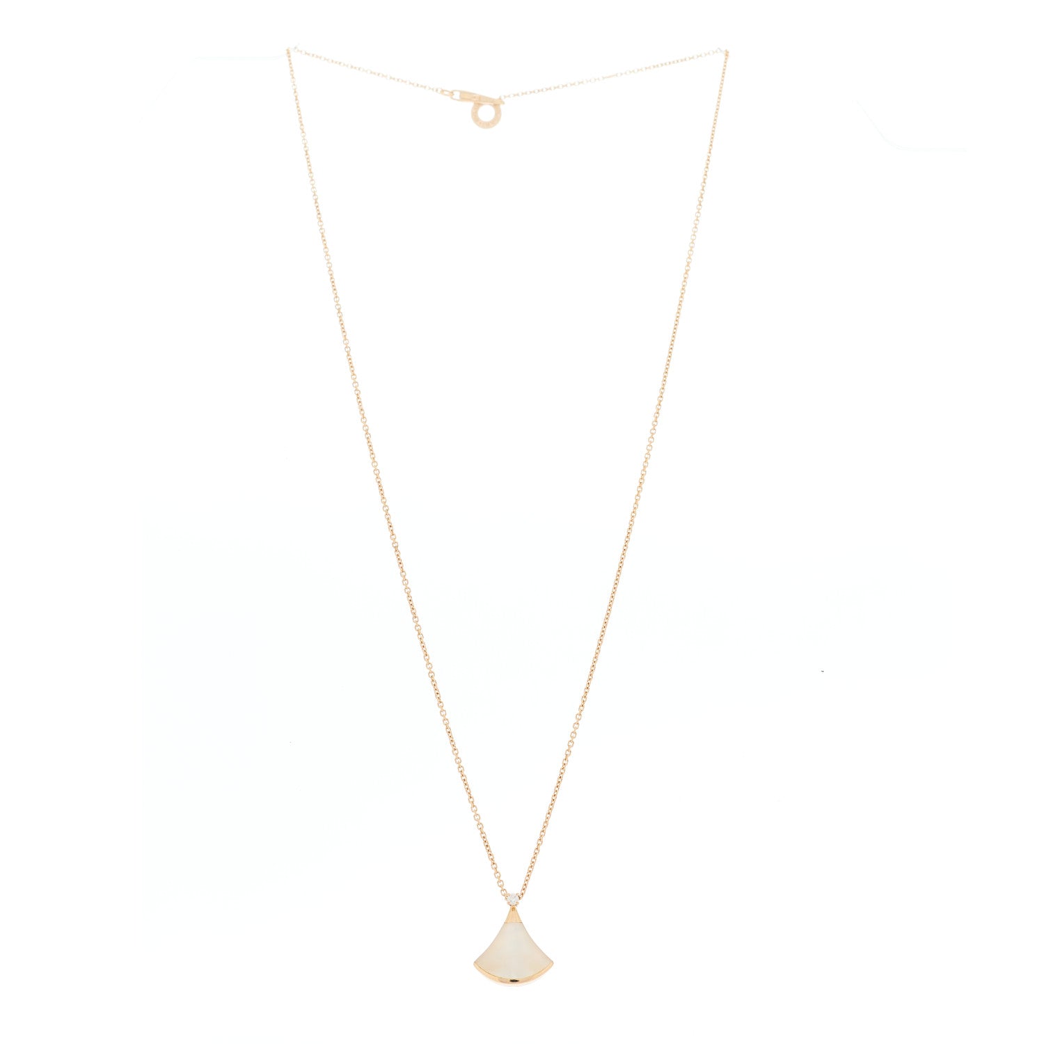 Bulgari 18K Rose Gold Diamond Mother of Pearl Small Divas' Dream Pendant Necklace 5 of 6