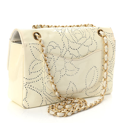 Chanel Patent Perforated Camellia Medium Single Flap White 3 of 12