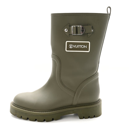 Louis Vuitton Rubber Calfskin Territory Flat Boots 37 Khaki 1 of 9