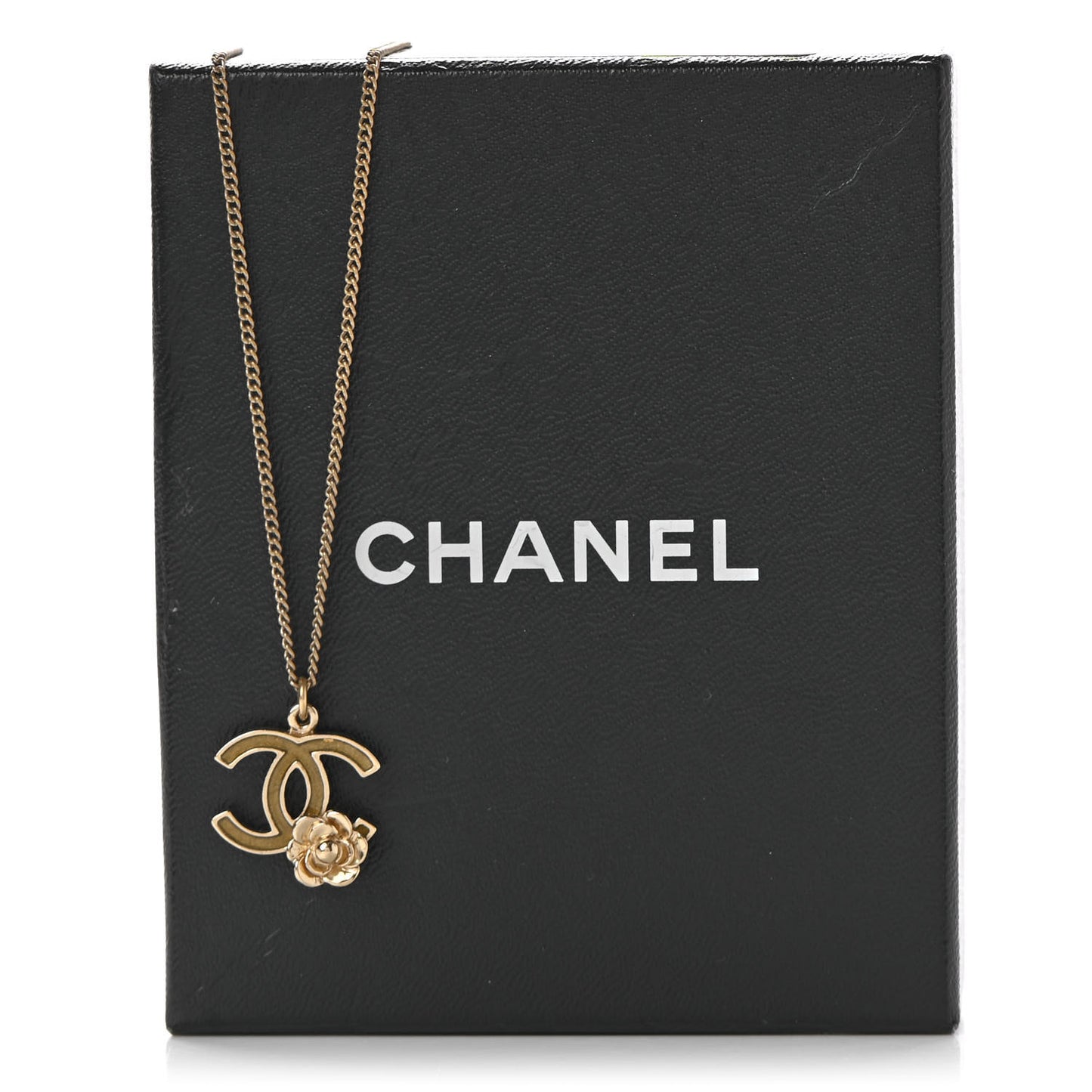 Resin CC Camellia Flower Necklace Gold