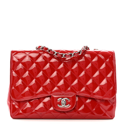 Chanel Patent Quilted Jumbo Single Flap Red 1 of 14