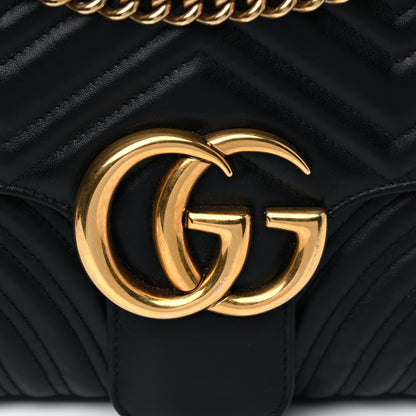 Gucci Calfskin Matelasse Medium GG Marmont Shoulder Bag Black 9 of 19