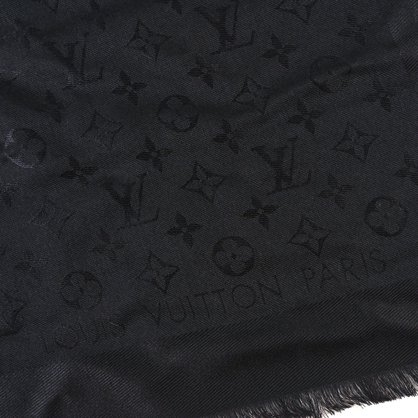 Silk Wool Monogram Shawl Black