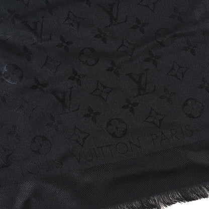Louis Vuitton Silk Wool Monogram Shawl Black 3 of 4
