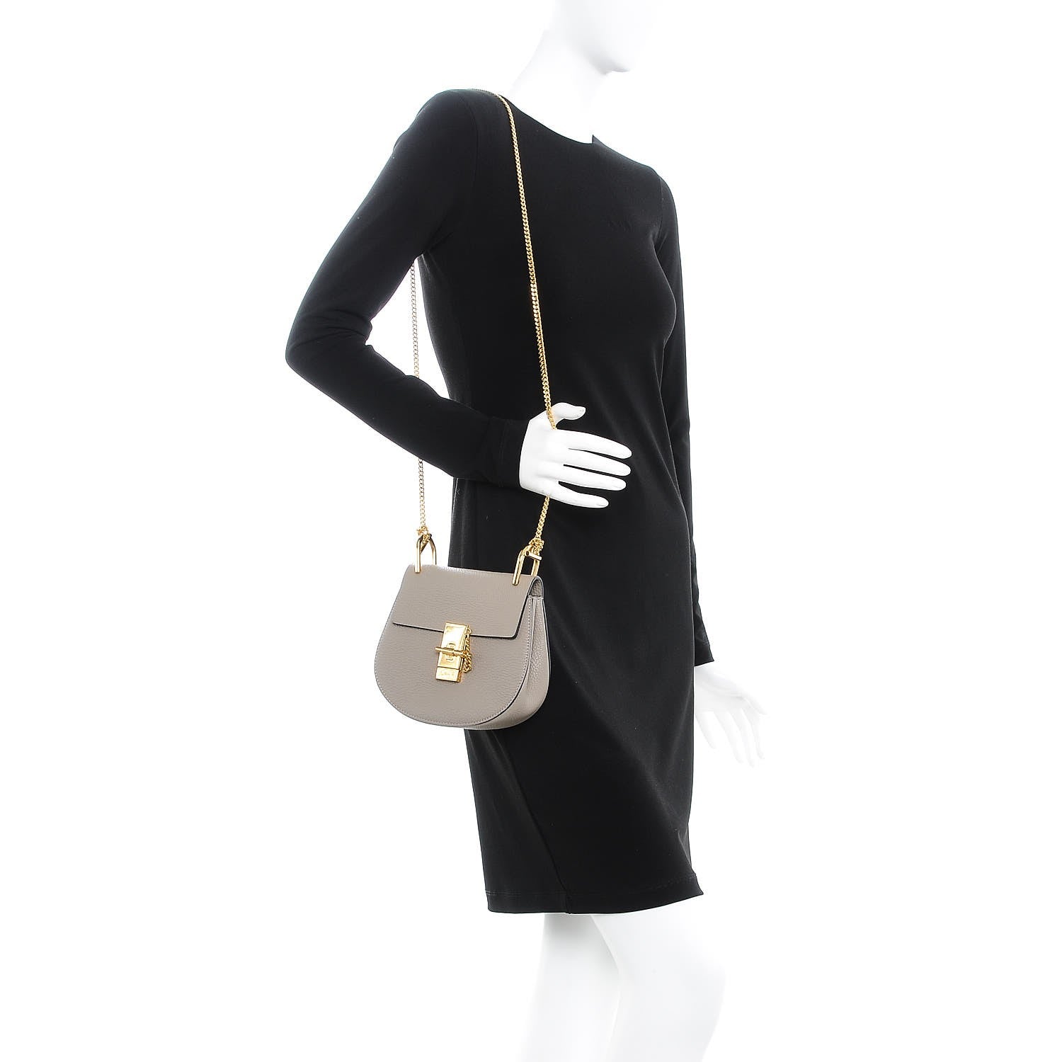 Chloe Grained Lambskin Mini Drew Shoulder Bag Motty Grey 2 of 8