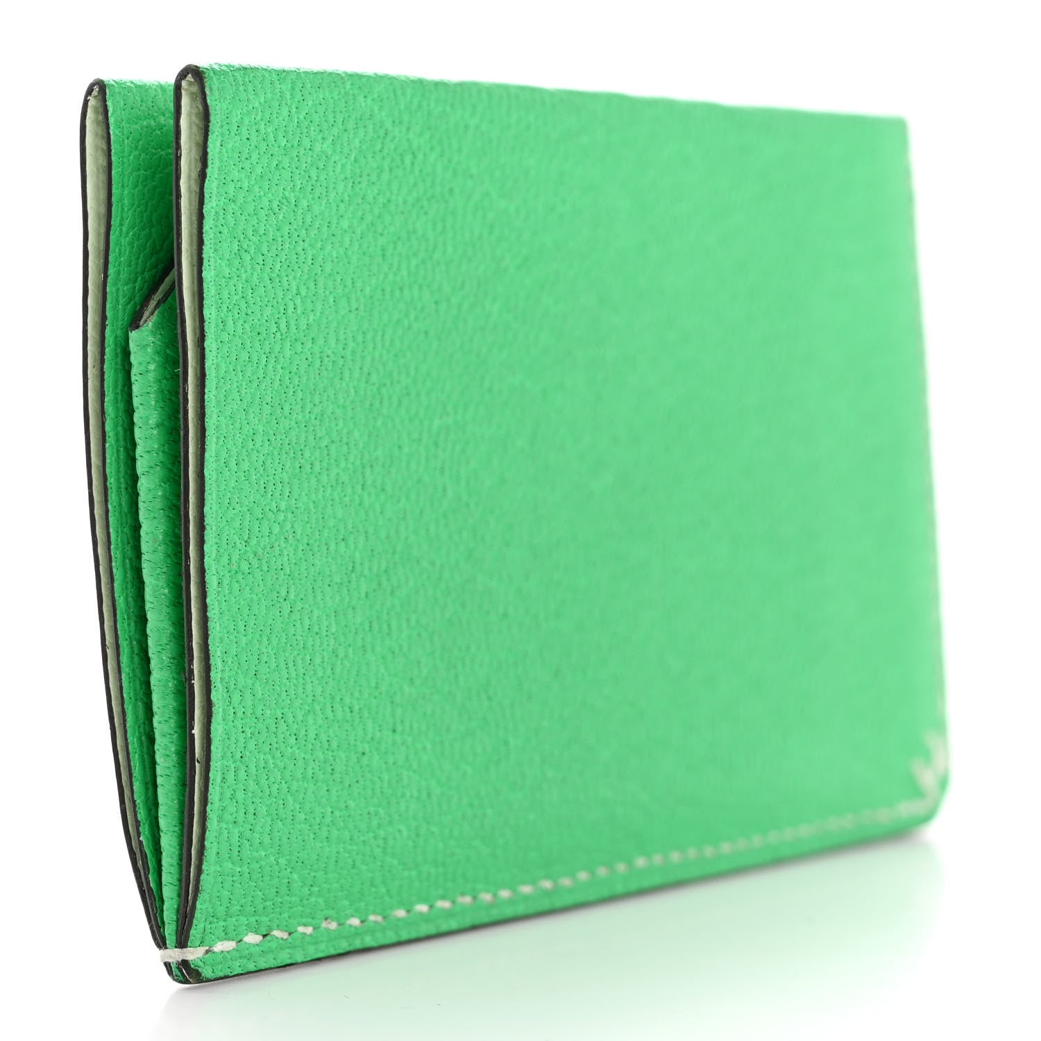 Hermes Chevre Mysore Sellier Card Holder Vert Comics Vert Fizz