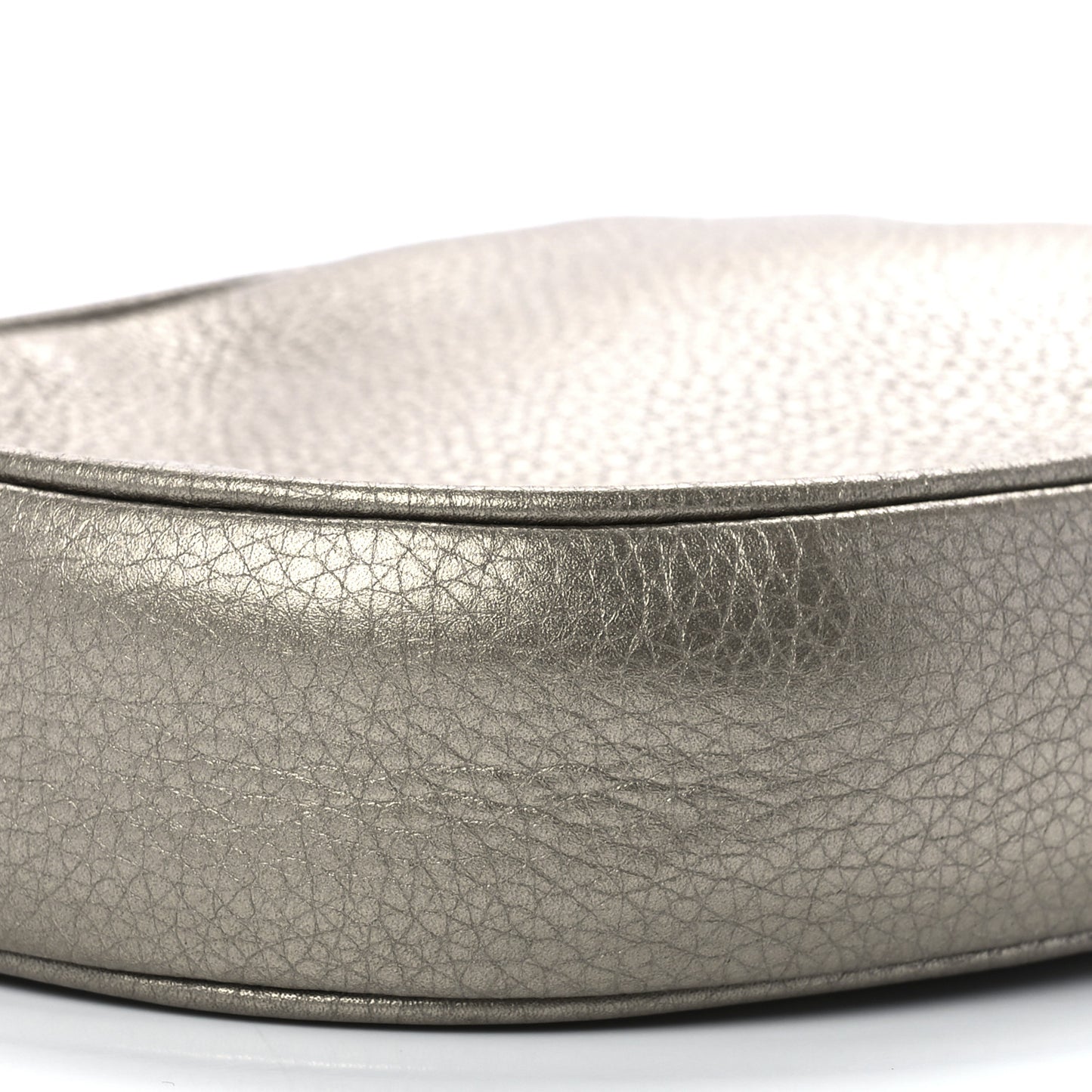 Metallic Pebbled Calfskin Mini Soho Chain Bag Golden Beige
