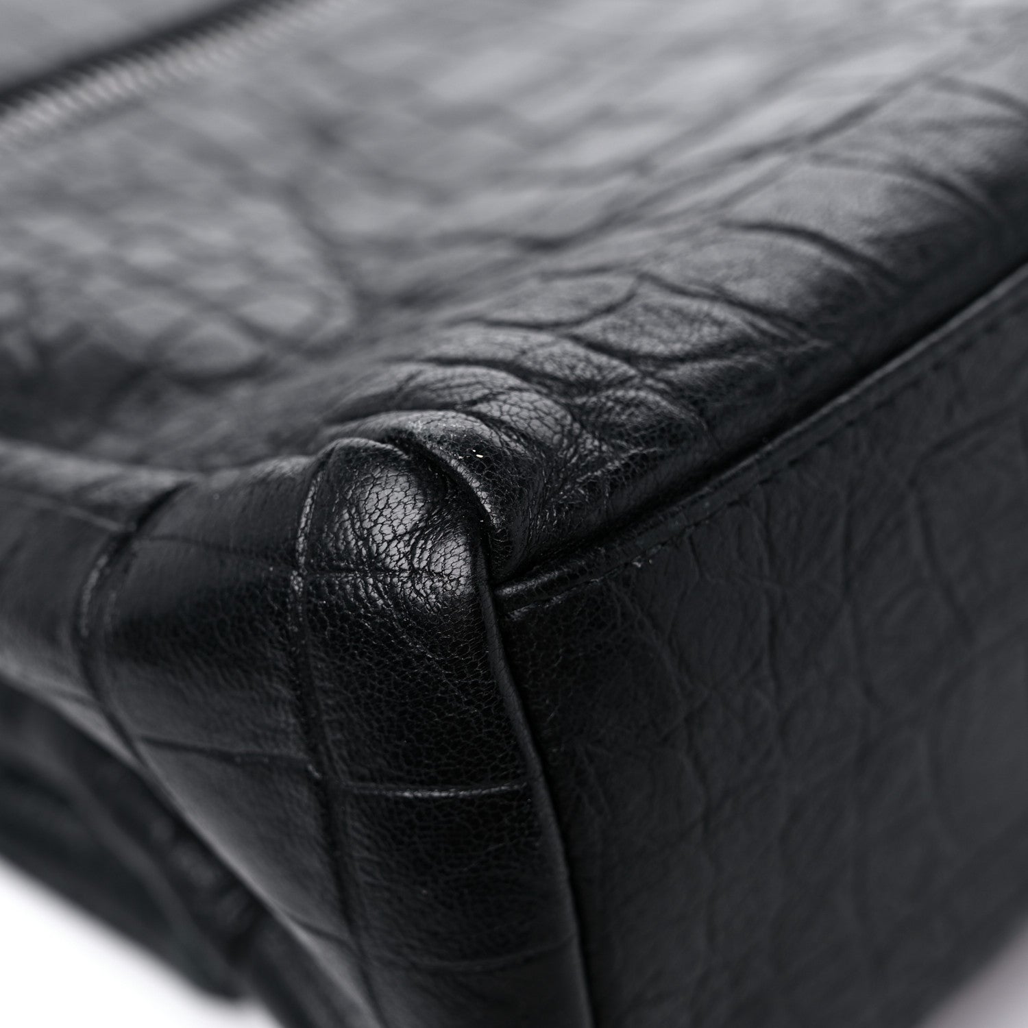 Saint Laurent Calfskin Crocodile Embossed Medium West Hollywood Monogram Fold-Over Black 13 of 15
