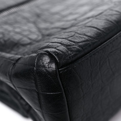 Saint Laurent Calfskin Crocodile Embossed Medium West Hollywood Monogram Fold-Over Black 13 of 15