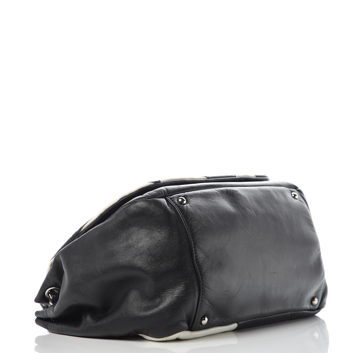 Chanel Lambskin Patchwork Accordion Flap Black White 4 of 9