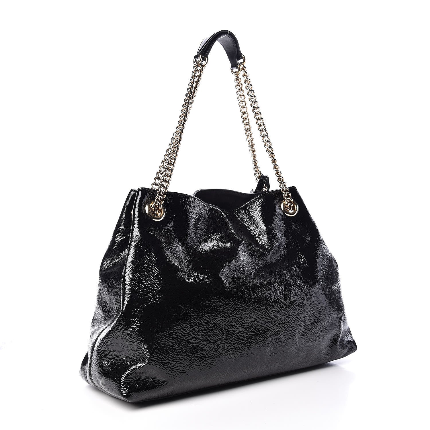 Gucci Patent Medium Soho Chain Shoulder Bag Black 3 of 9