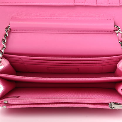 Chanel Lambskin Quilted Mini Wallet On Chain WOC Pink 9 of 18