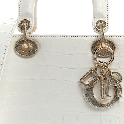 Christian Dior Alligator Swarovski Crystal Small Lady Dior White 8 of 10
