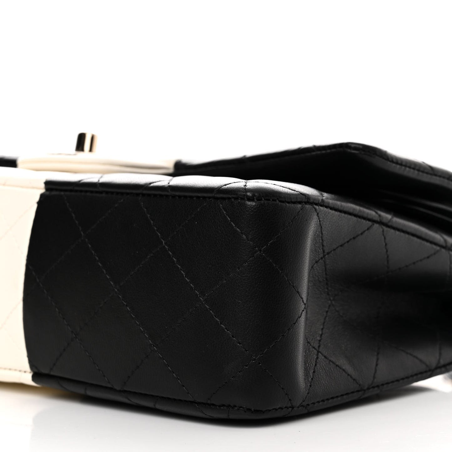 Lambskin Quilted Medium Double Flap Black White