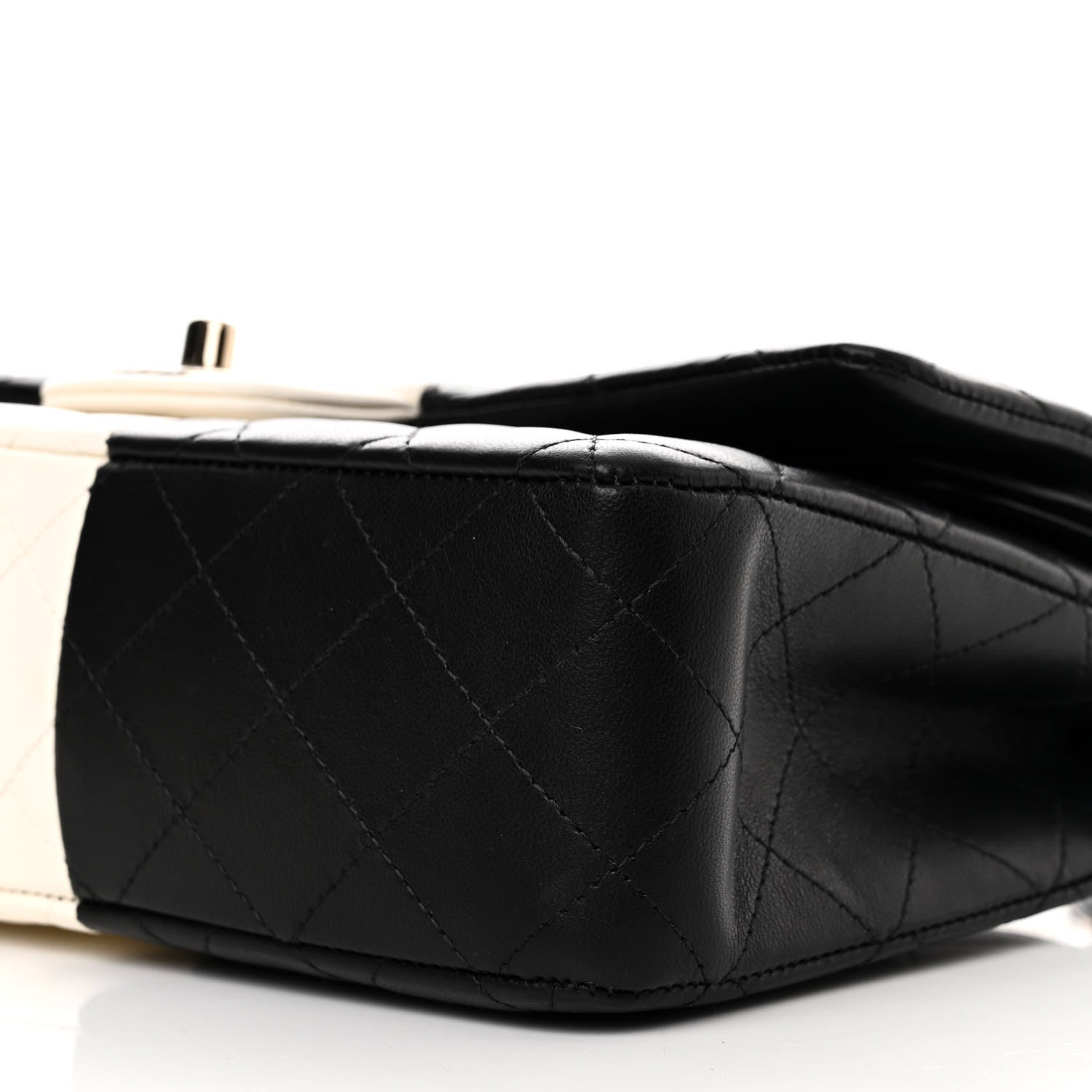 Chanel Lambskin Quilted Medium Double Flap Black White 10 of 11