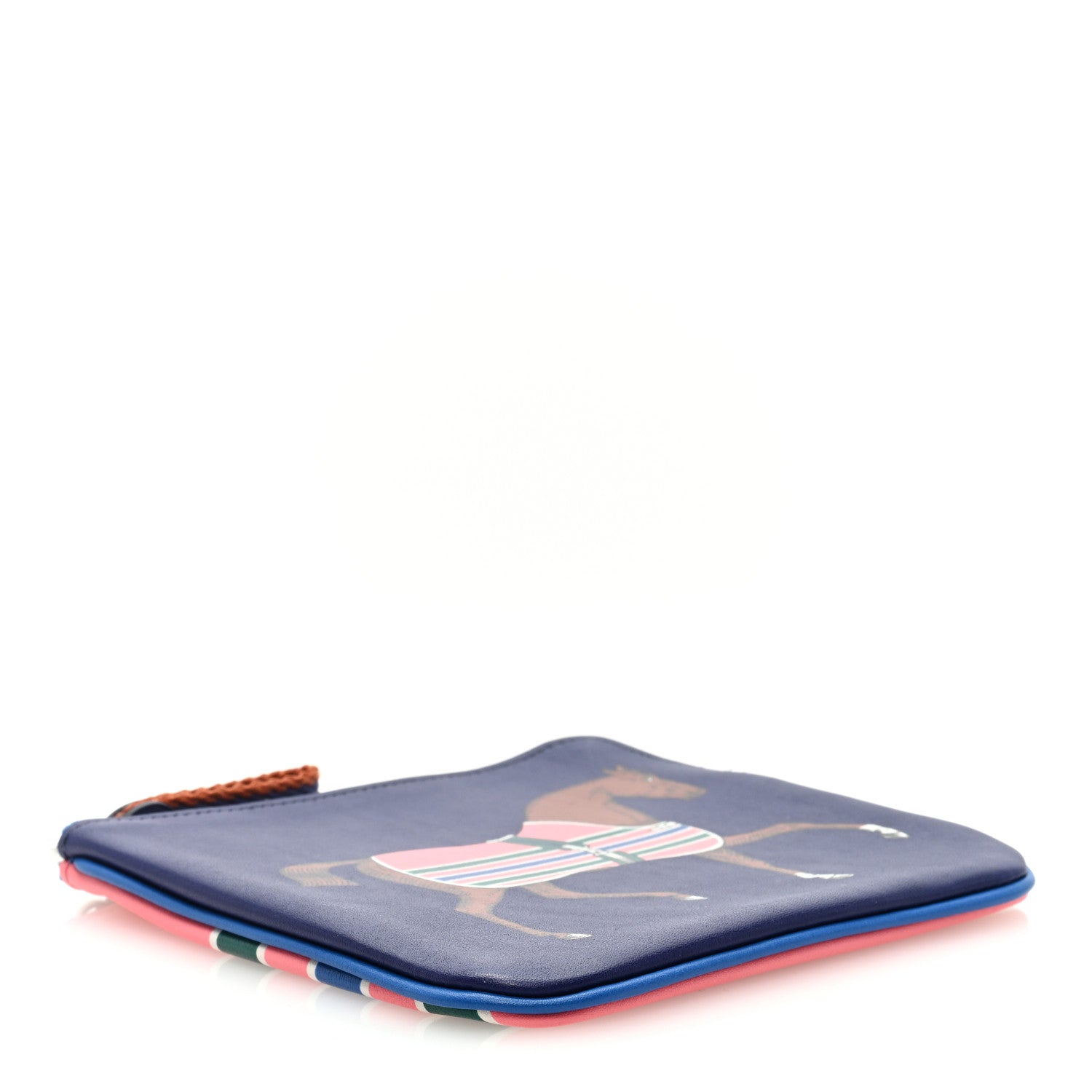 Hermes Swift Couverture Nouvelle Carre Pocket Pouch Bleu Encre Rose D'Ete 4 of 6