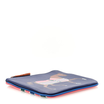 Hermes Swift Couverture Nouvelle Carre Pocket Pouch Bleu Encre Rose D'Ete 4 of 6