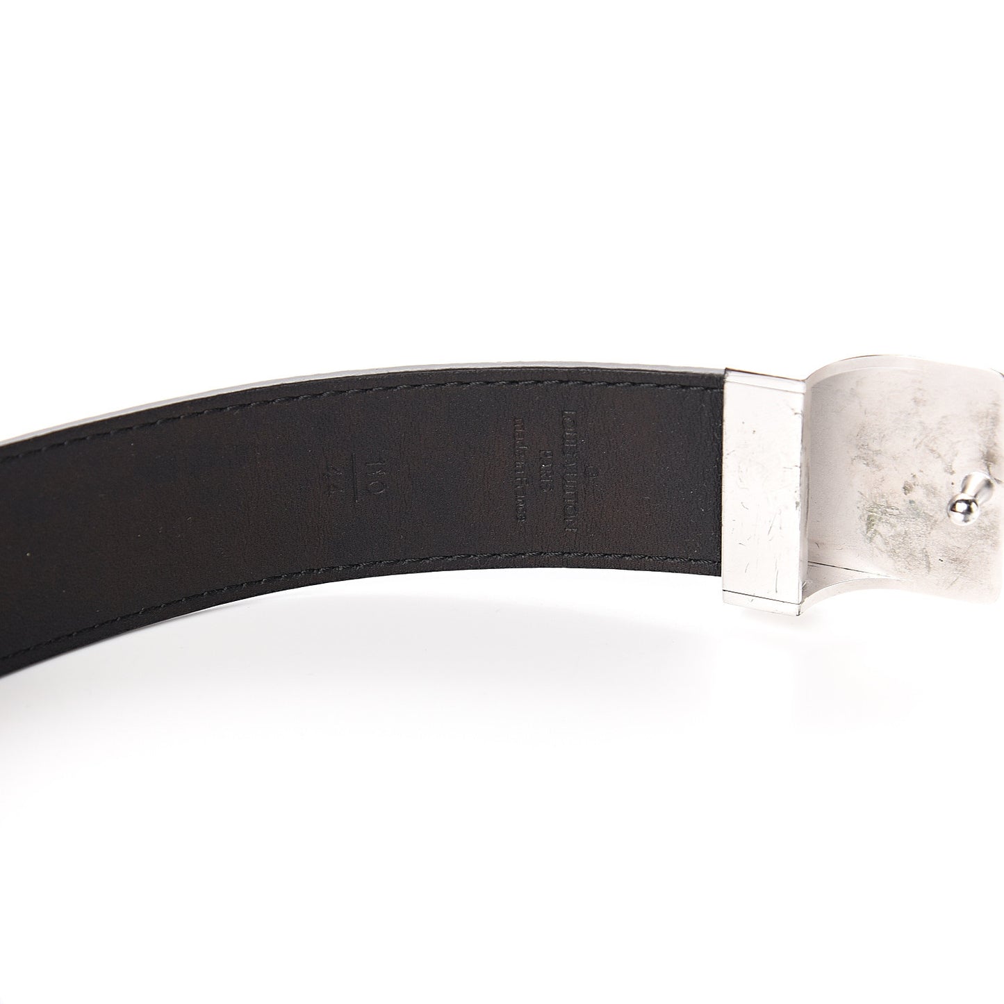 Damier Ebene LV Paris Buckle Belt 110 44 Silver