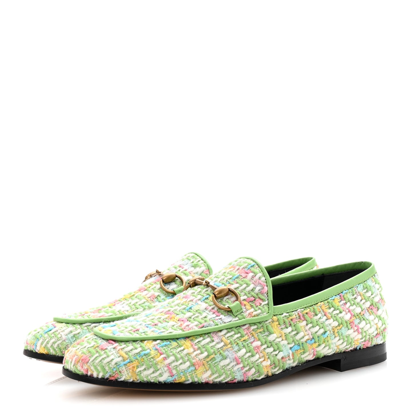 Tweed Multicolor Malaga Kid Horsebit Womens Jordaan Loafers 37 Green Multicolor