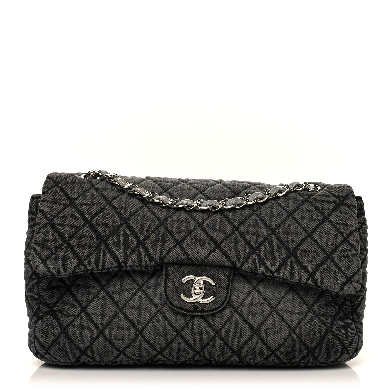 Chanel Denim Quilted Denimpression Flap Grey Black 1 of 9