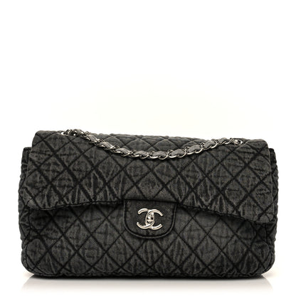 Chanel Denim Quilted Denimpression Flap Grey Black 1 of 9