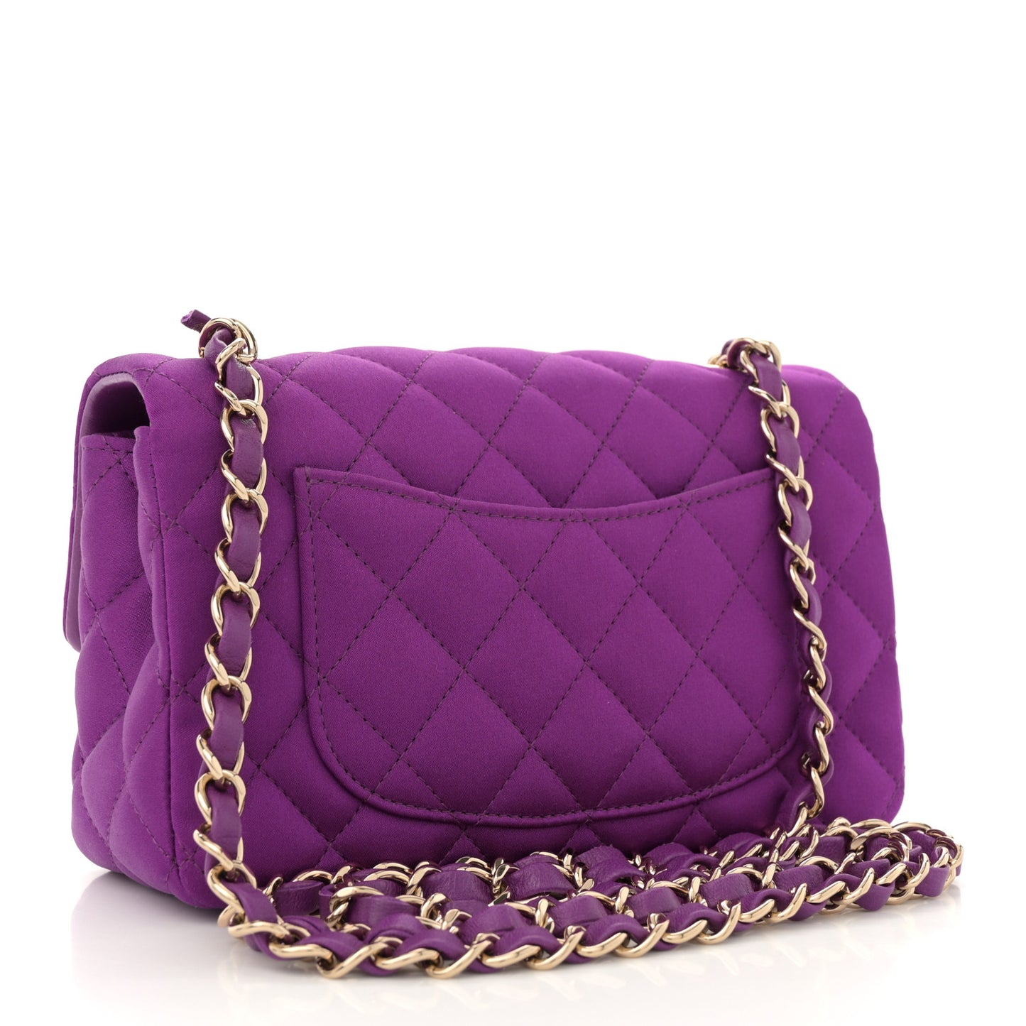 Satin Quilted Mini Rectangular Flap Purple