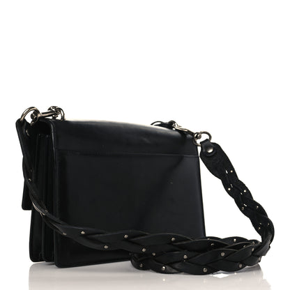 Saint Laurent Calfskin Medium Monogram Sunset Shoulder Bag With Braided Strap Black 2 of 11