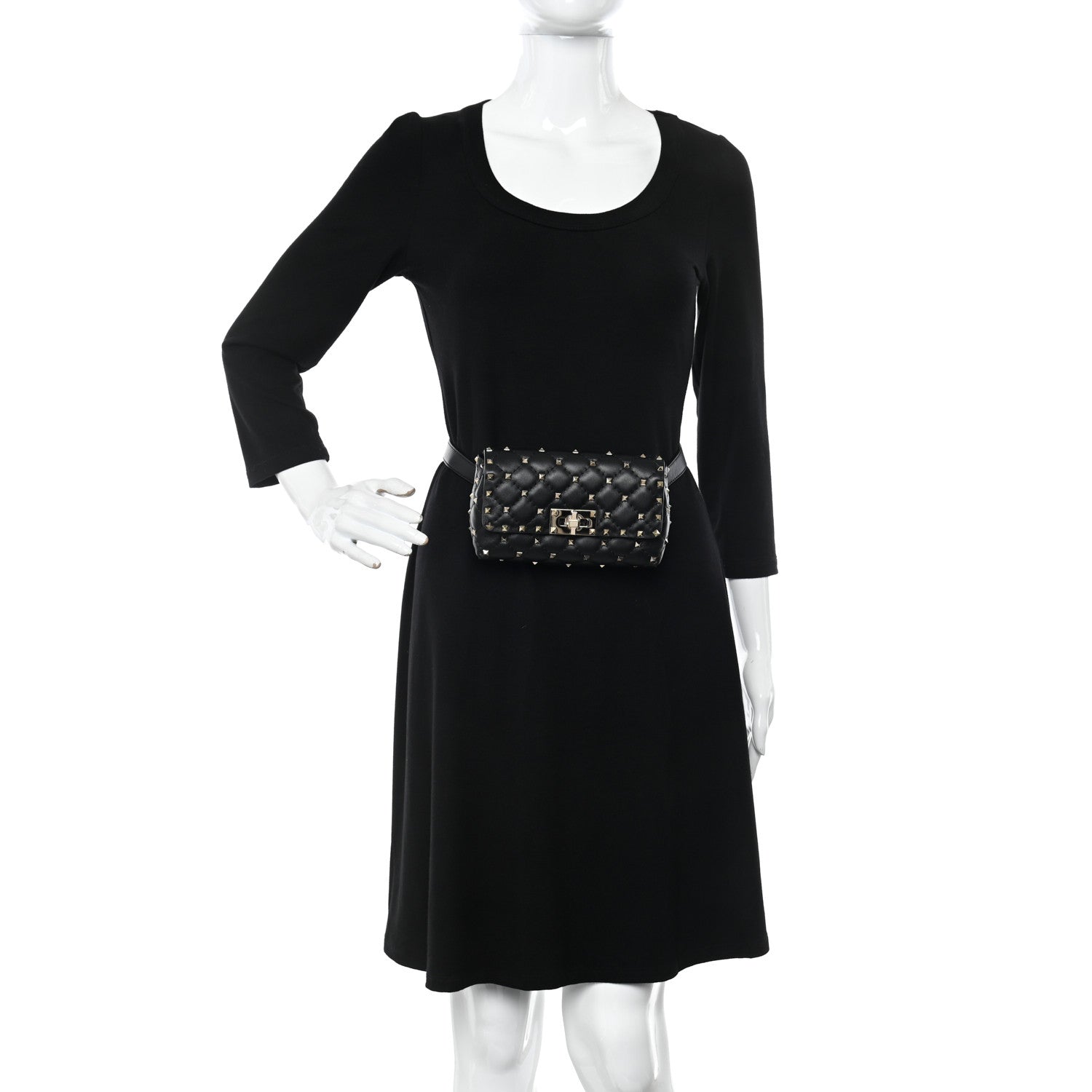 Valentino Garavani Lambskin Rockstud Spike Belt Bag Black 2 of 12