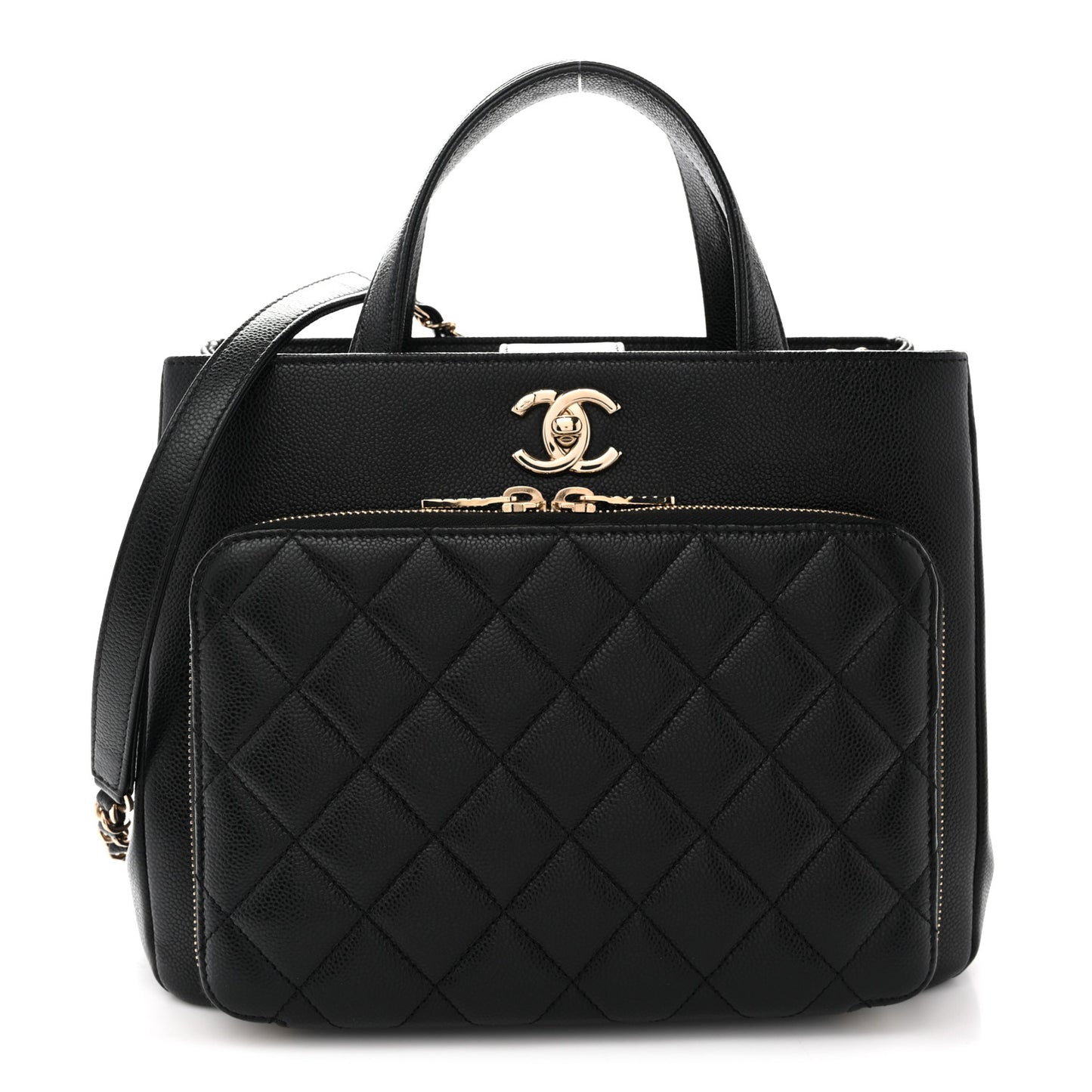Caviar Quilted Small Business Affinity Shopping Bag Black