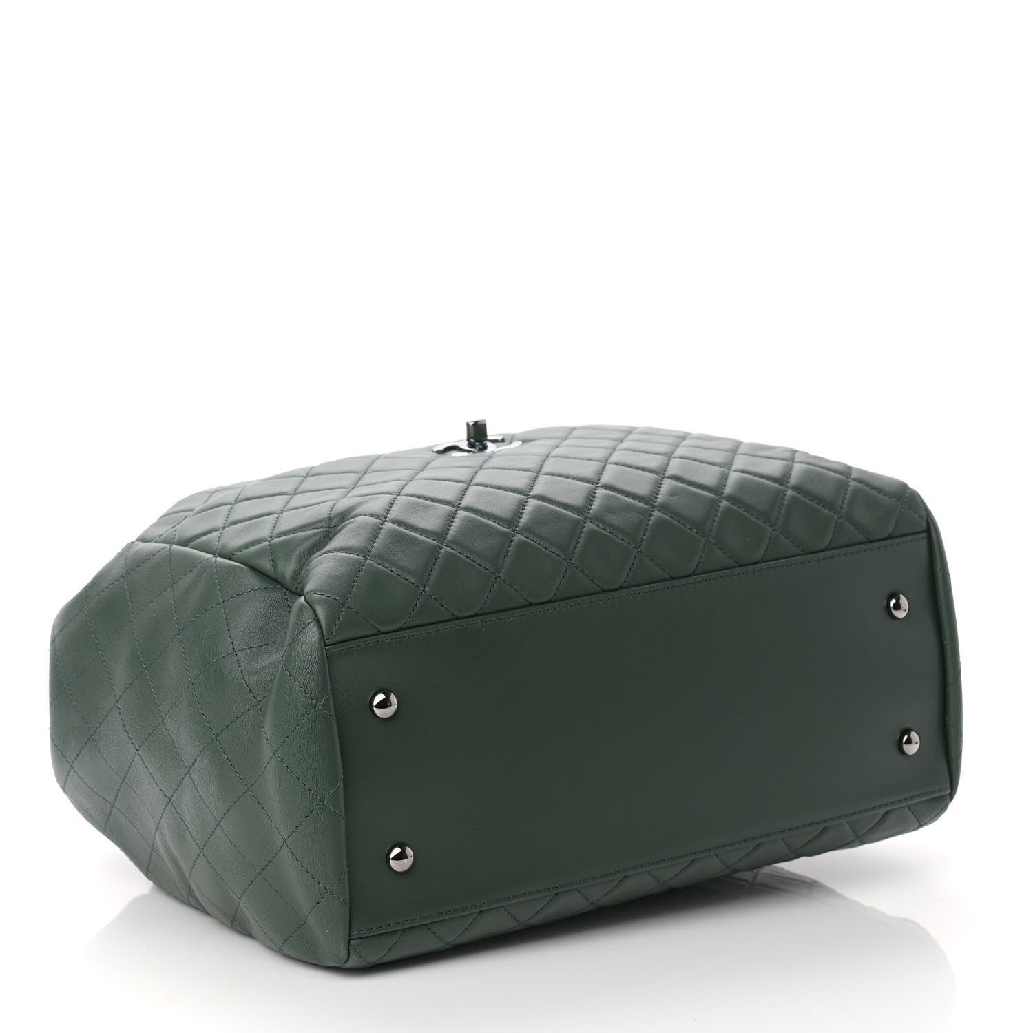 Chanel Lambskin Quilted Large Drawstring Shoulder Bag Dark Green 4 of 9