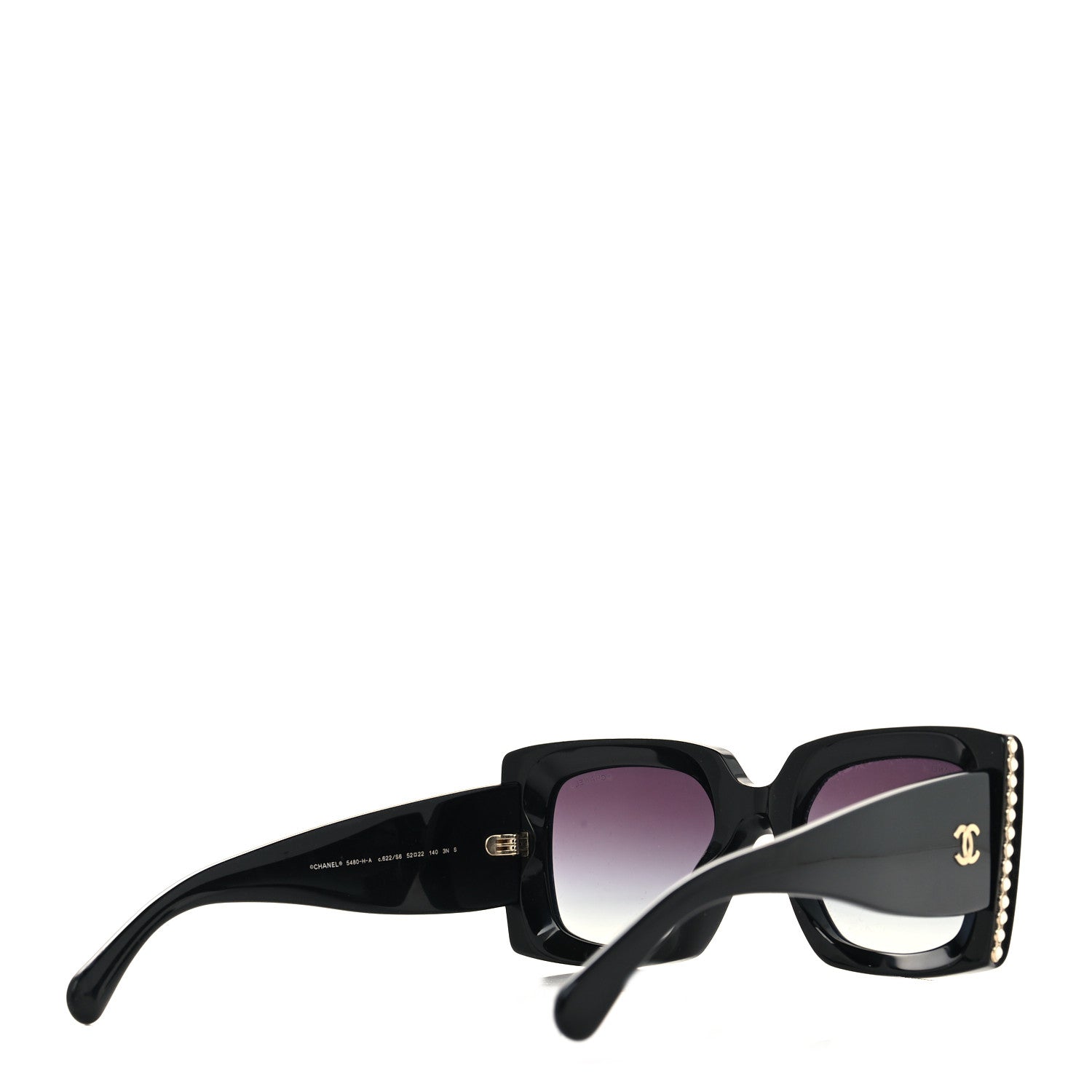 Chanel Acetate Pearl Rectangle Sunglasses 5480-H-A Black 4 of 9