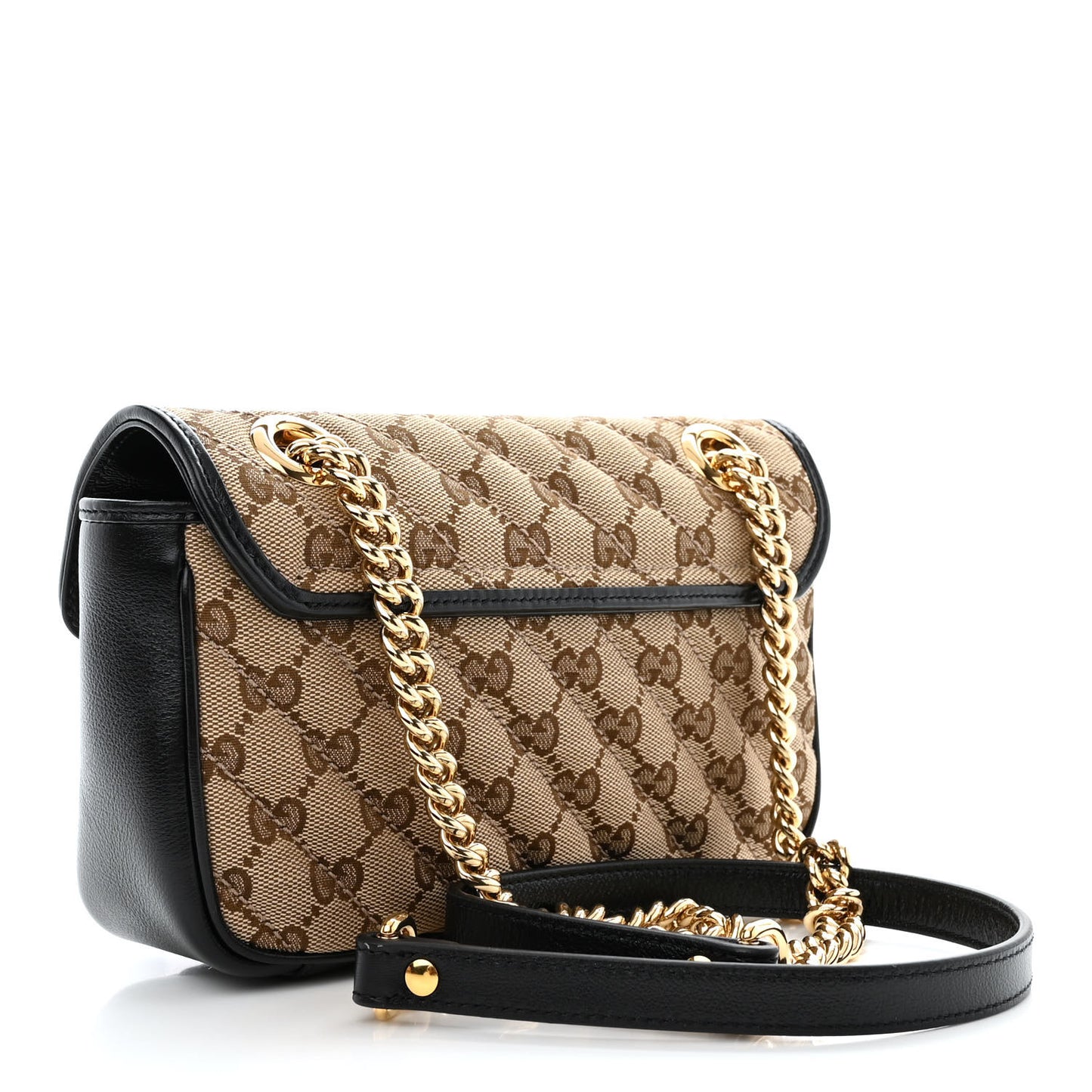 Monogram Matelasse Diagonal Mini GG Marmont Shoulder Bag Beige Black