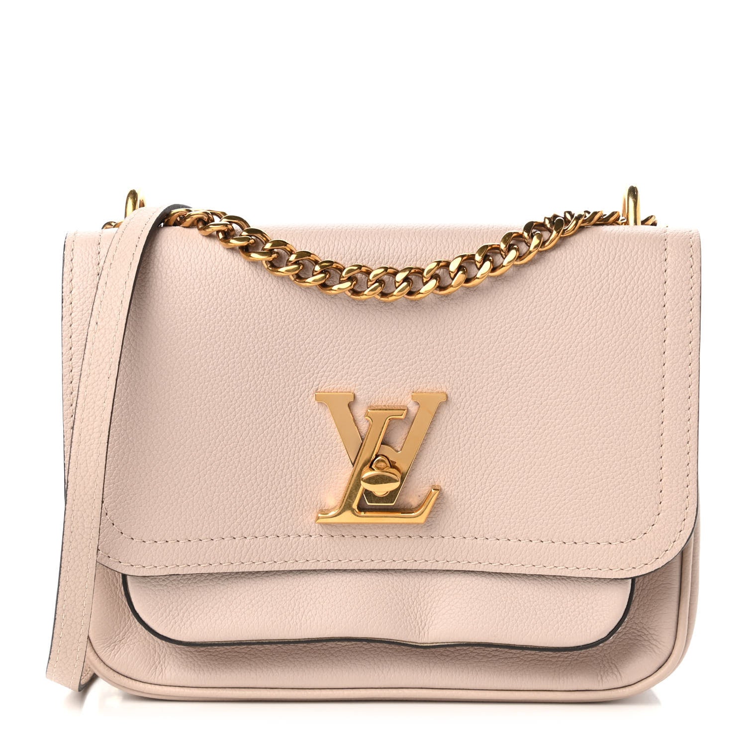 Louis Vuitton Grained Calfskin Lockme Chain Bag Greige 1 of 13