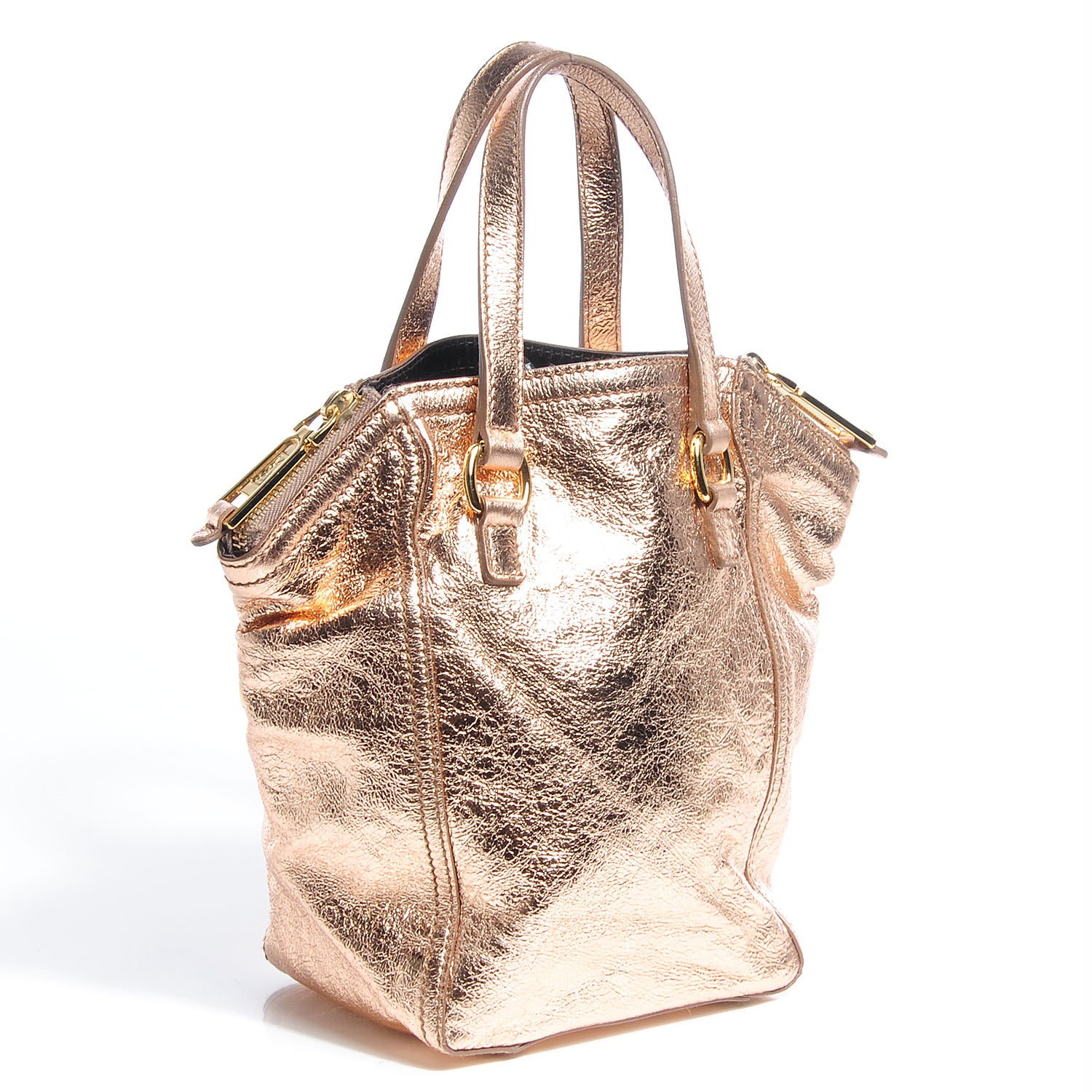 Saint Laurent Metallic Leather Mini Downtown Tote Gold 3 of 8