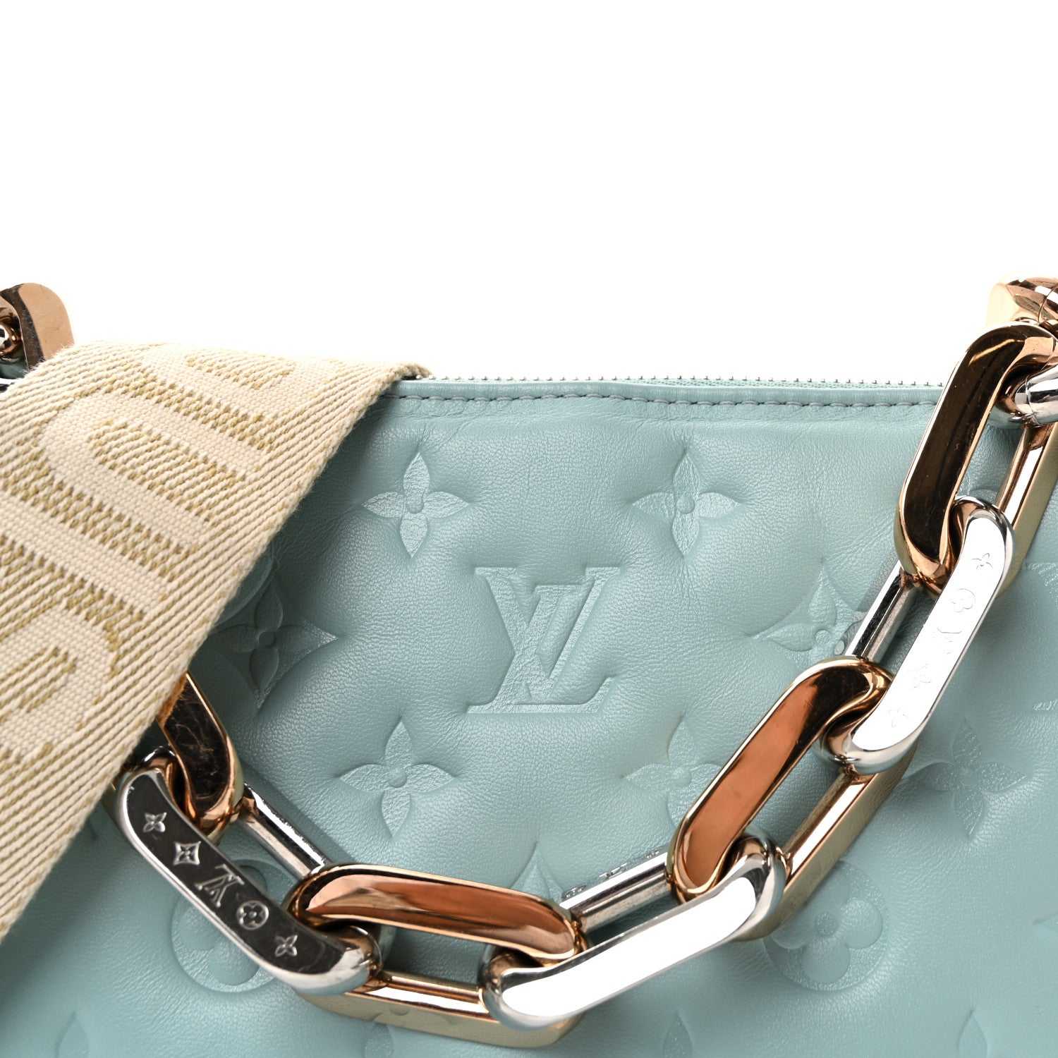 Louis Vuitton Lambskin Embossed Monogram Coussin PM Bleu 7 of 9
