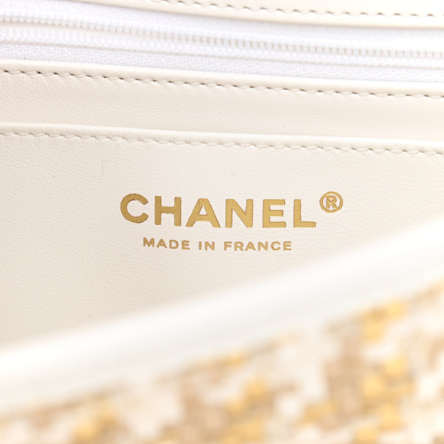 Chanel Metallic Lambskin Viscose Woven Flap Gold White 6 of 11