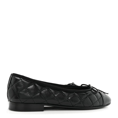 Chanel Aged Calfskin Quilted Cap Toe Ballerina Flats 36.5 Black 4 of 9