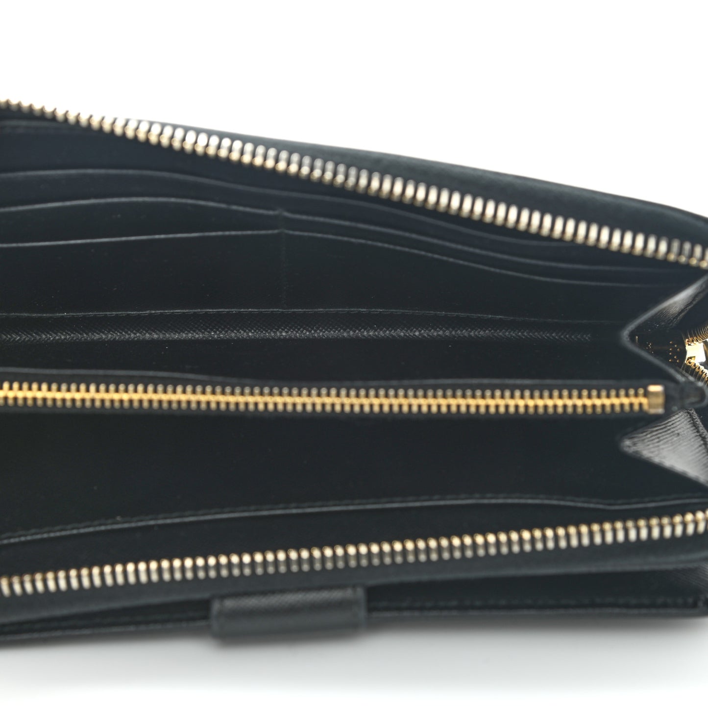 Saffiano Metal Large Zip Around Travel Wallet Black