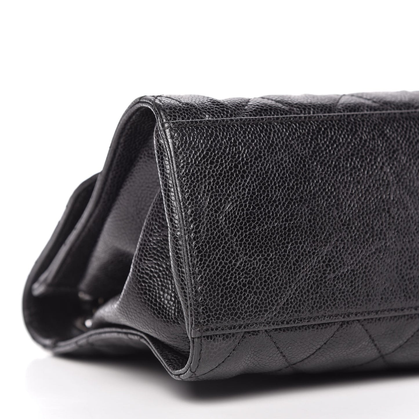 Crumpled Grained Calfskin Jumbo CC Crave Flap Black