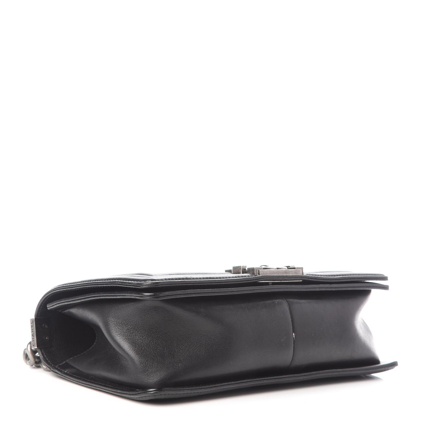 Calfskin Double Stitch Medium Boy Flap Black