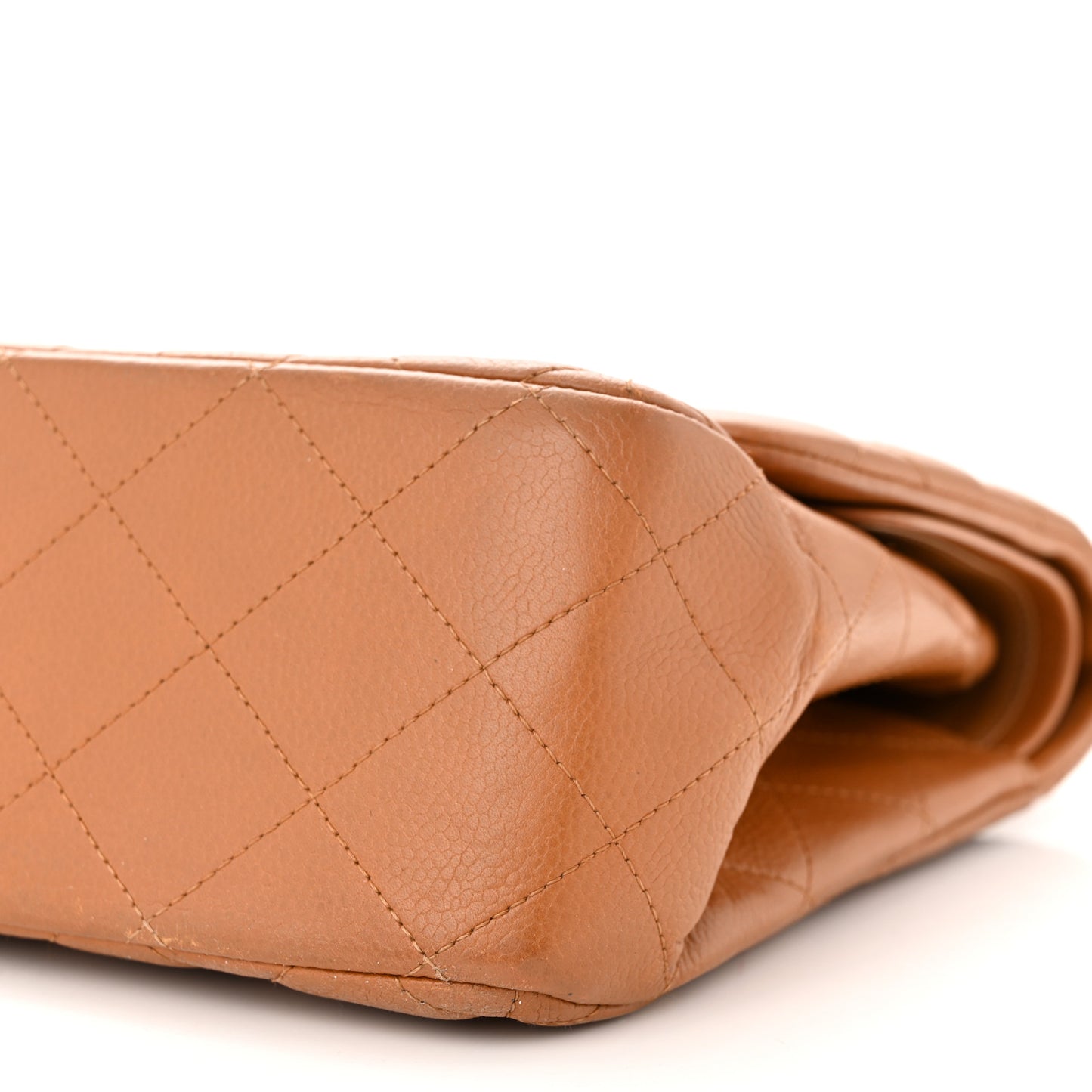 Caviar Quilted Jumbo Double Flap Light Brown