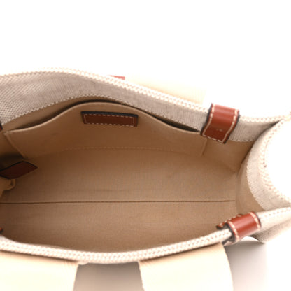 Chloe Cotton Calfskin Small Woody Ribbon Tote White Brown 5 of 10